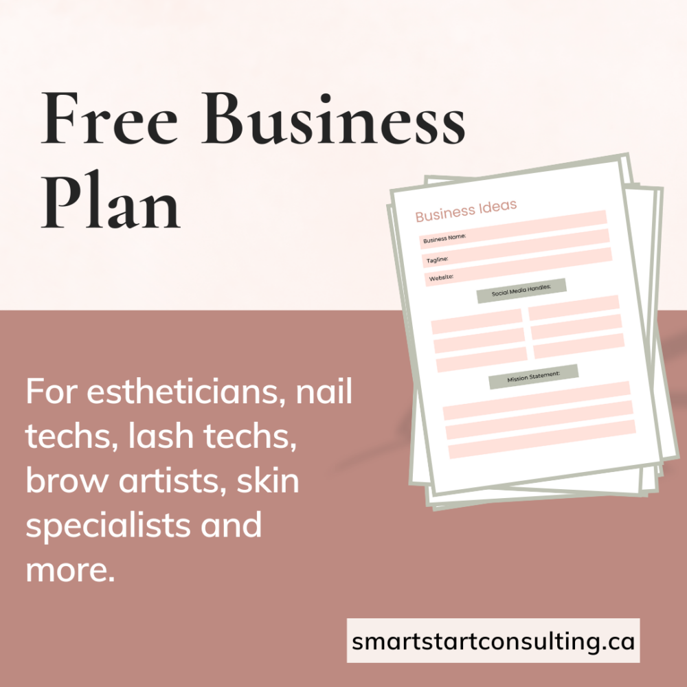 Free business plan template For estheticians, nail techs, lash techs, brow artists, skin specialists and more.