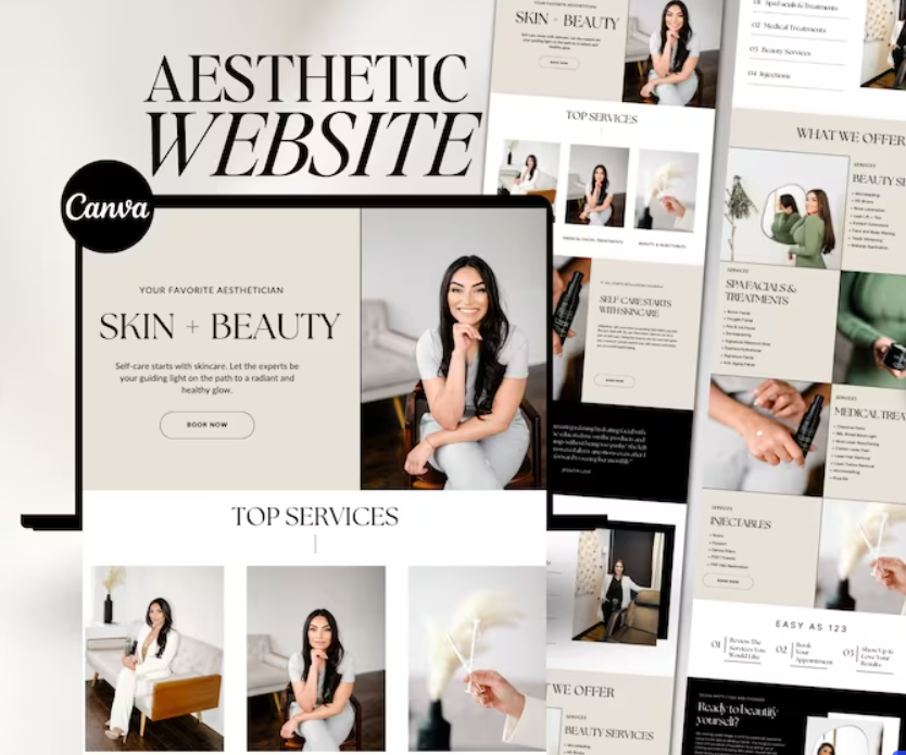 Get this Skincare Canva Website Template
