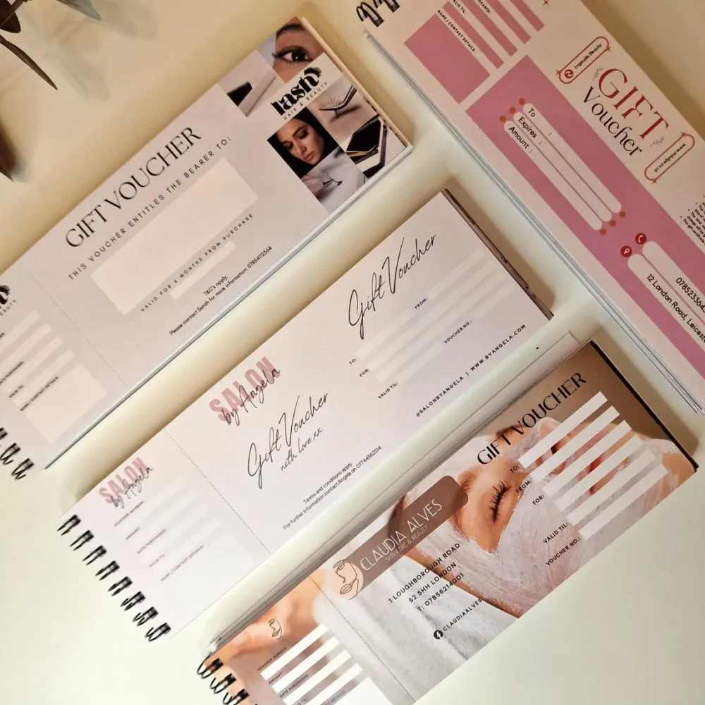 Gift certificates for salons and spa. 