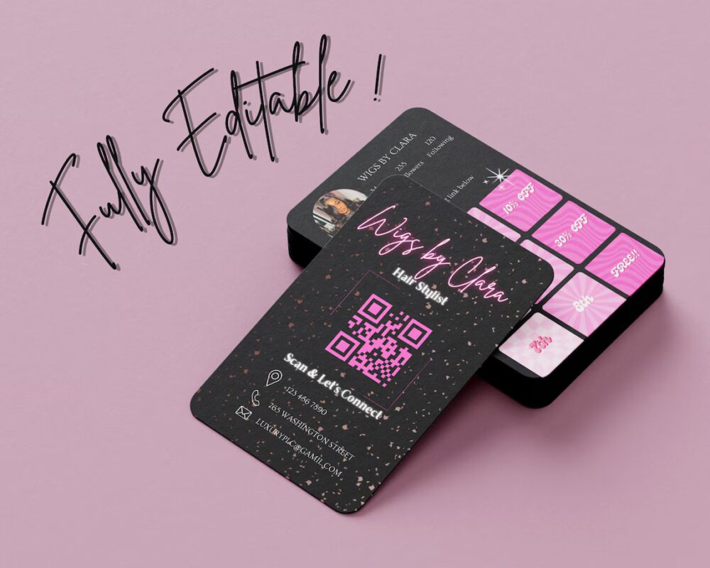 Beauty Loyalty Cards, Black And Pink Rewards Card,