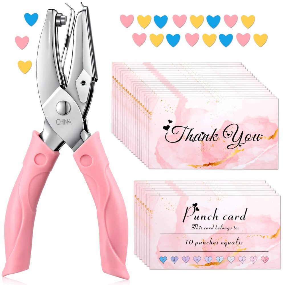 Punch Card and 100 Pieces Reward Punch Card, Handheld Kit,