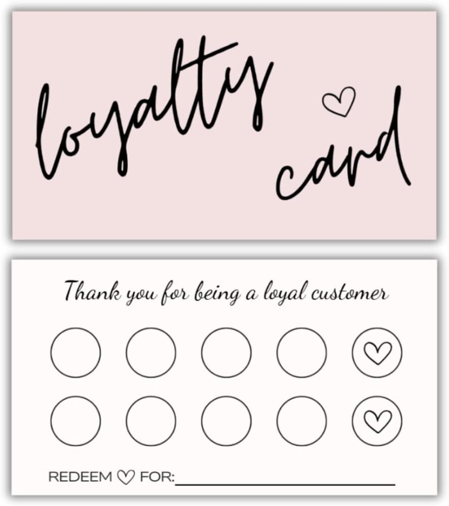 Loyalty Card 10 Punch Reward System | Punch Card | 50 pack 2 x 3.5 Inch business card size